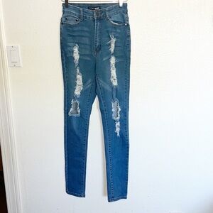 Fashion Nova High Rise Majorly Distressed Skinny Jeans